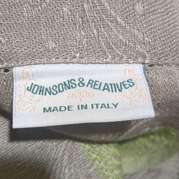 Italian Made Linen Green Tan Damask Table Runner Birds Floral NWT - Picture 8 of 10